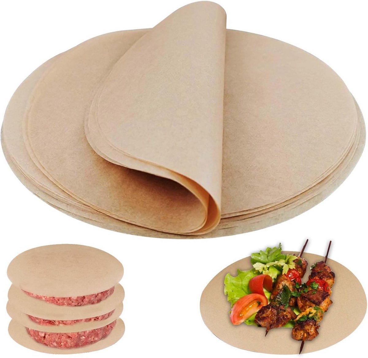 200x Rond Bakpapier Antiaanbaklaag 26/30 cm – Hittebestendig voor Airfryer, Oven & BBQ