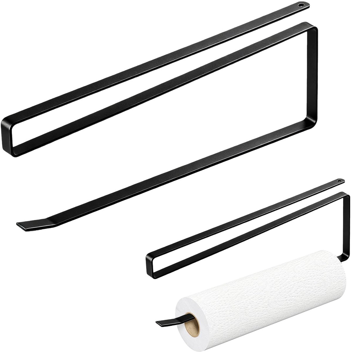 Unyqoos® Set van twee zwarte keukenrolhouders zonder boren voor keuken en badkamer