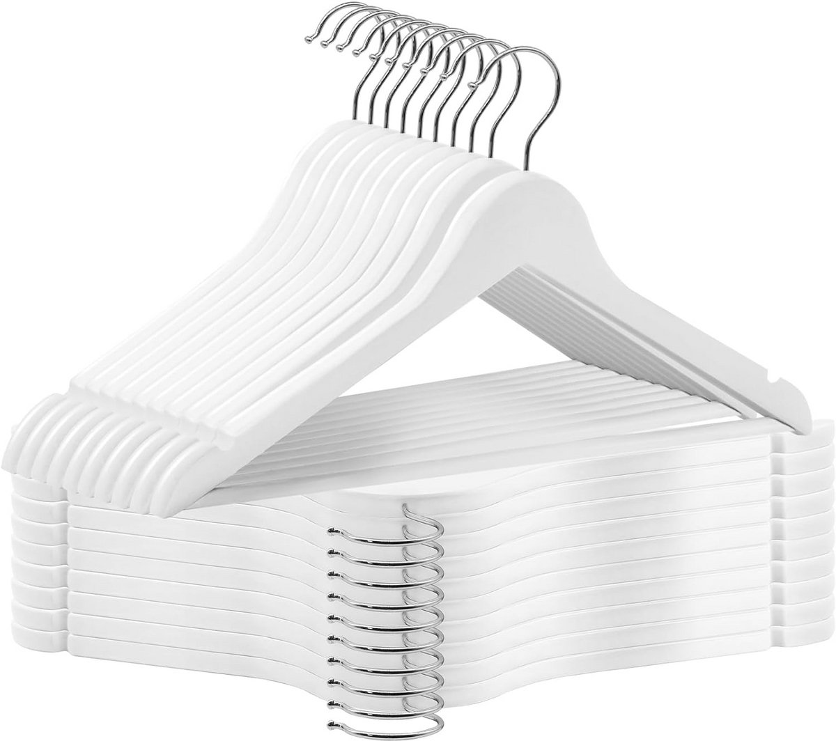 Set van 20 Stevige Houten Kledinghangers met Draaibare Haak en Antislip