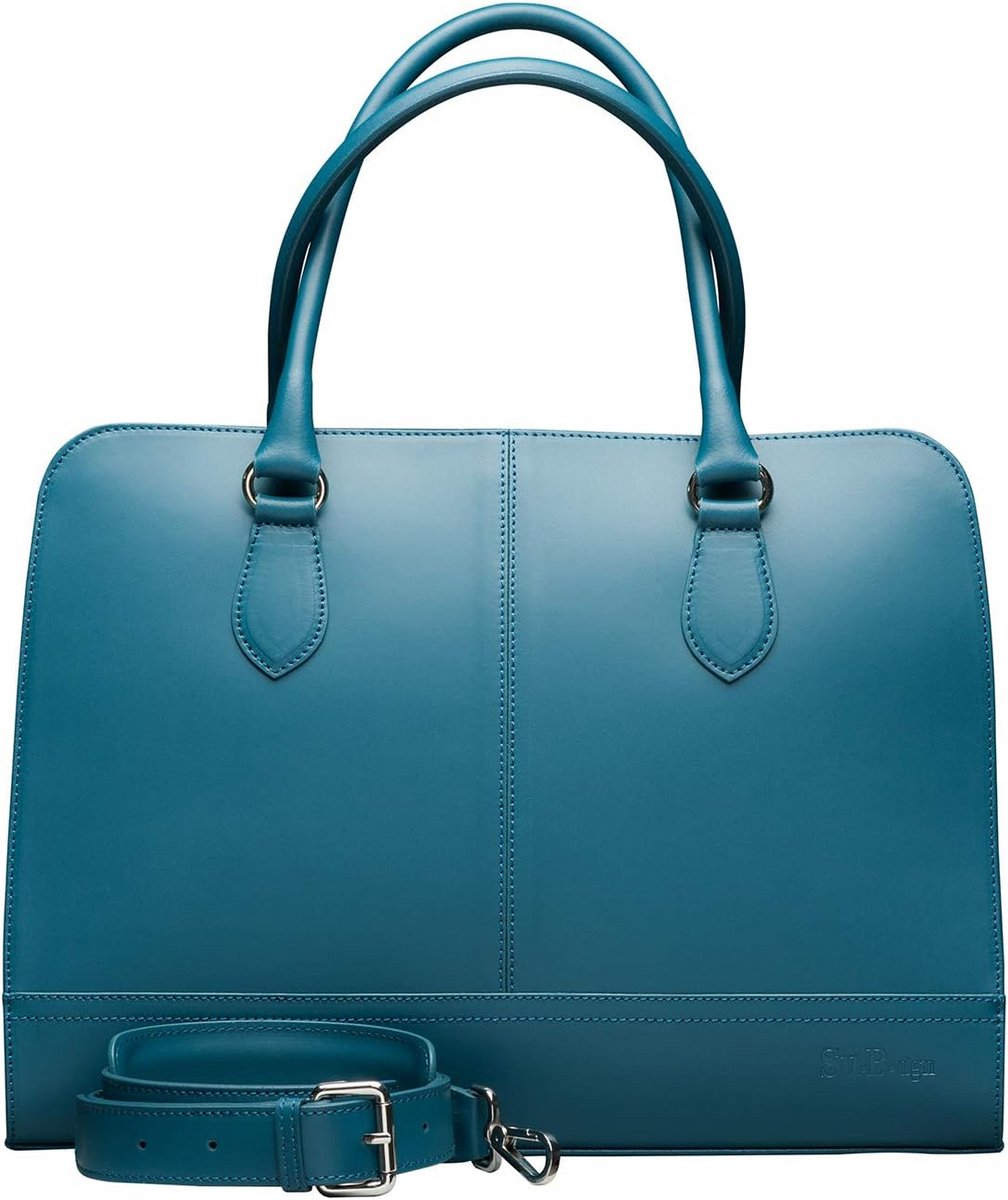 Dames Laptoptas Croco Print Leer voor 13-14 Inch Laptop met Trolleyband