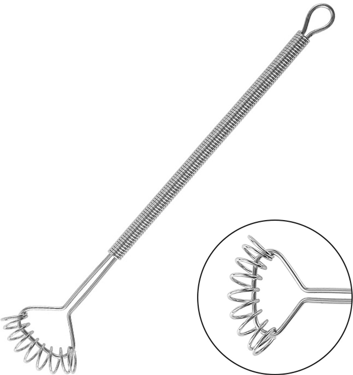 Spiraalgarde - Veergarde - Roestvrijstalen garde - Driehoek mixer - Klopper met veermechanisme - Cocktailgarde - Ophangbaar - Gemakkelijk vast te houden - Mixt gelijkmatig - Geschikt voor thuis, bar, restaurant, café, keuken - Zilver