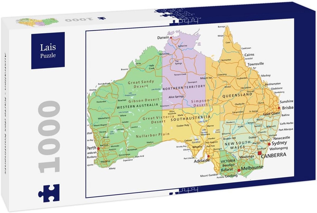 Puzzel Oceanië & Australië 1000 Stukjes - Gedetailleerde Landkaart