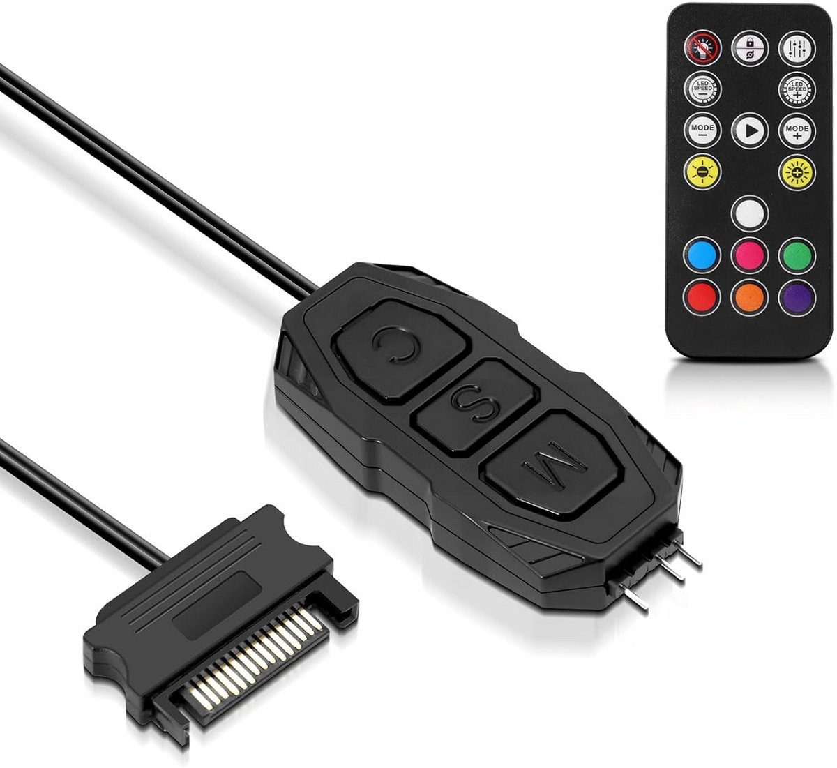 ARGB Controller met Afstandsbediening voor 5V 3-pins Ventilators en RGB Verlichting