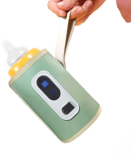 USB-babyflessenwarmer, LCD-scherm, nauwkeurige temperatuurverwarming, melkverwarming voor thuis, buiten en in de auto (groente) — afbeelding 4