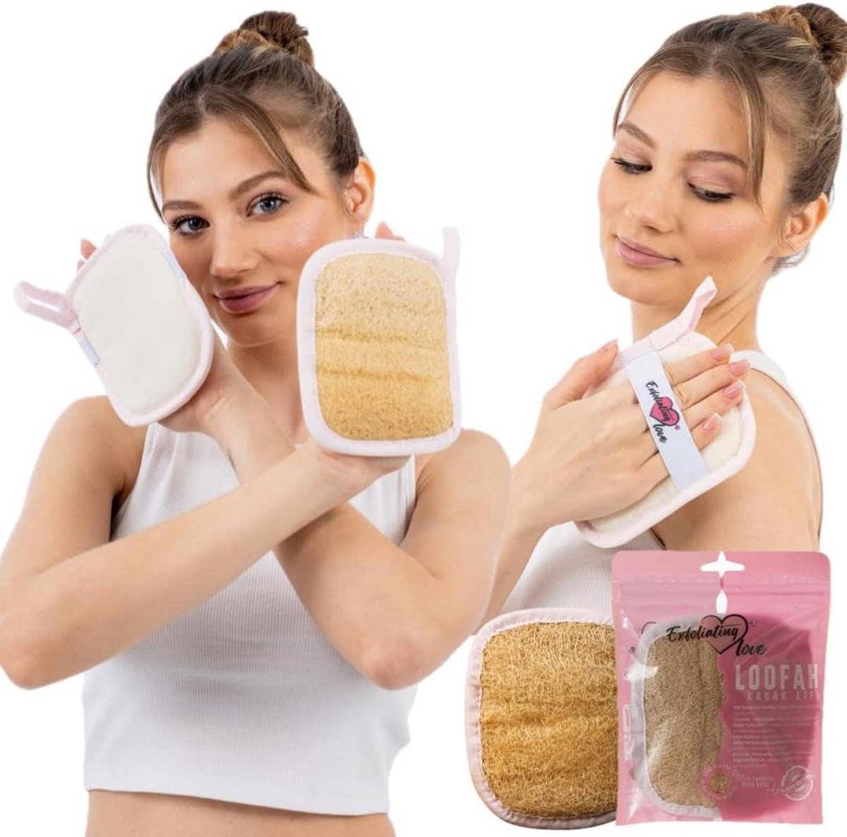 Natuurlijke Luffa Badspons met Katoenen Rand voor Zachte Scrub