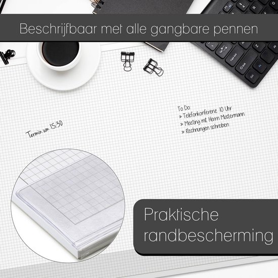 2-delige set geruite bureauonderleggers om op te schrijven en te schetsen I DIN A2 40 vellen I Wiskundig papier met lijnenstructuur I dv1237