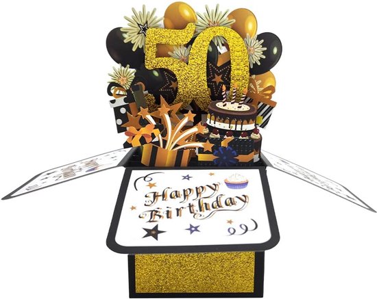 owlfun Gastenboek van hout voor de 50e verjaardag 50e verjaardag - LED-cadeau voor de 50e verjaardag - Voor vrouwen en mannen - Houten bord met vaas en kandelaar - Verjaardagsdecoratie