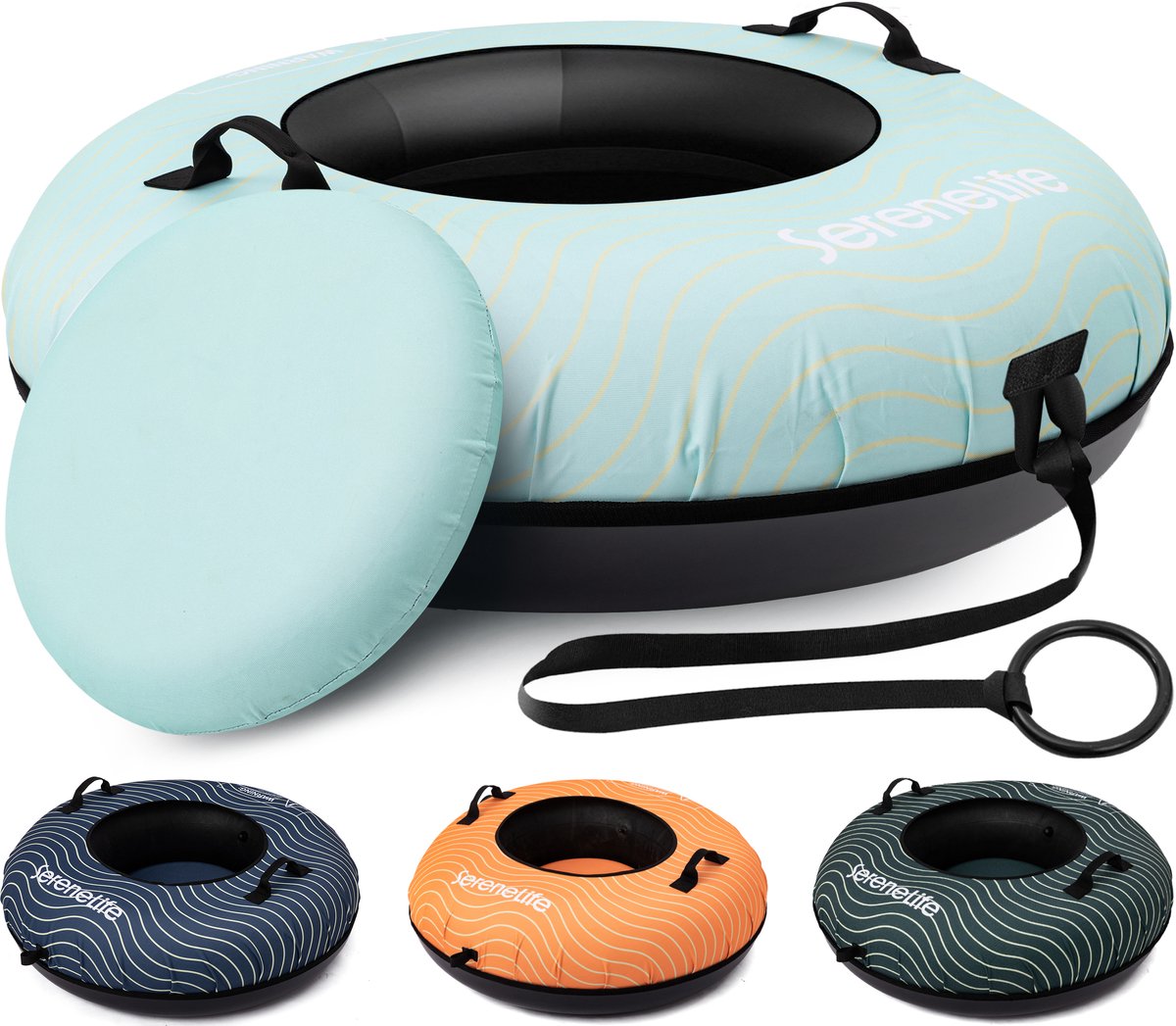 SereneLife Opblaasbare Sneeuw Slee – 102 cm Snow Tube Sneeuwband – Kunststof Bodem – Rubberen Binnenband – Met Handvaten – Oxford Cover en Trekriem – Licht Blauw SereneLife Opblaasbare Sneeuw Slee – 102 cm Snow Tube Sneeuwband – Kunststof Bodem – Rubberen Binnenband – Met Handvaten – Oxford Cover en Trekriem – Licht Blauw