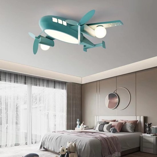 Moderne Dimbaar LED Plafondlamp Kinderkamer Vliegtuig 48W - Wit/Warm/Koud Licht - Ø60cm of Ø70cm — afbeelding 3