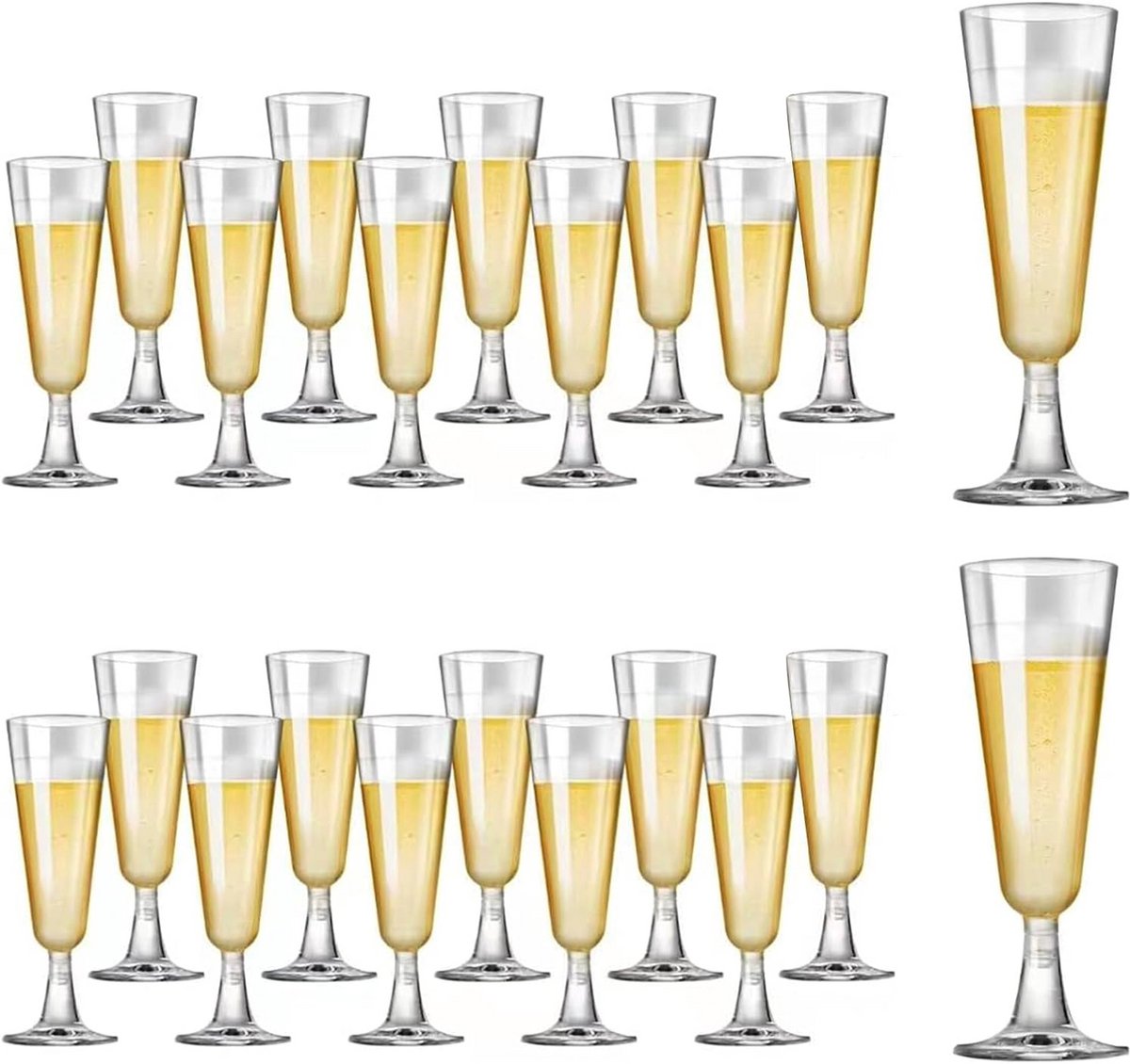 Set van 22 Herbruikbare Champagneglazen 160ml voor Feesten en Recepties