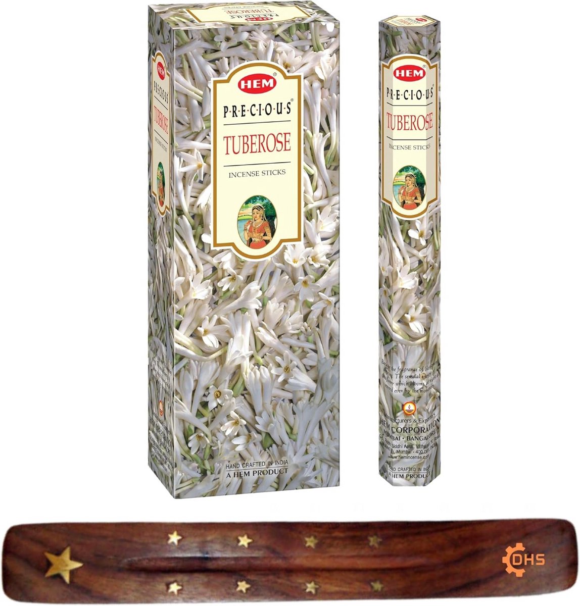Tuberose (Nahak) Wierookstokjes Set met Houder voor Yoga, Meditatie en Ontspanning