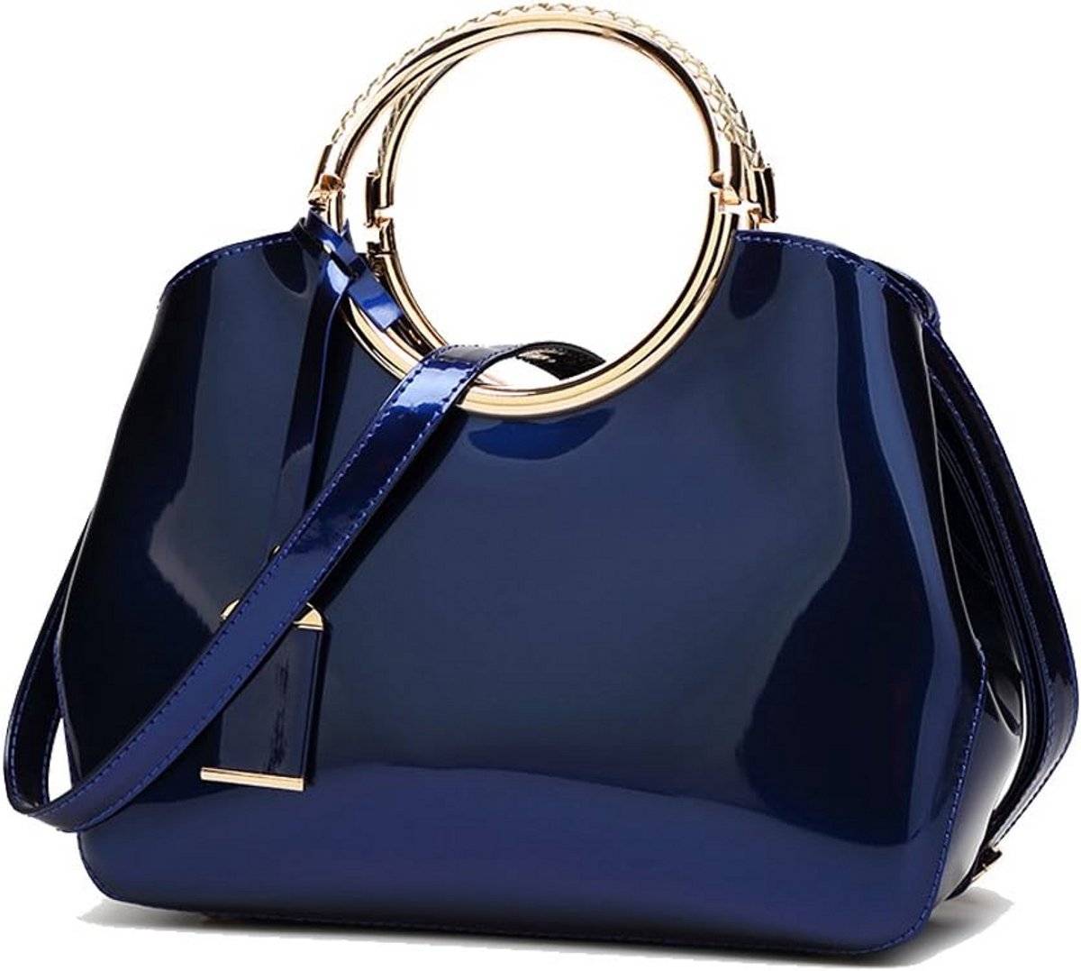 Elegante Dames Clutch Tas met Afneembare Schouderband - Patent Suède Look Avondtas