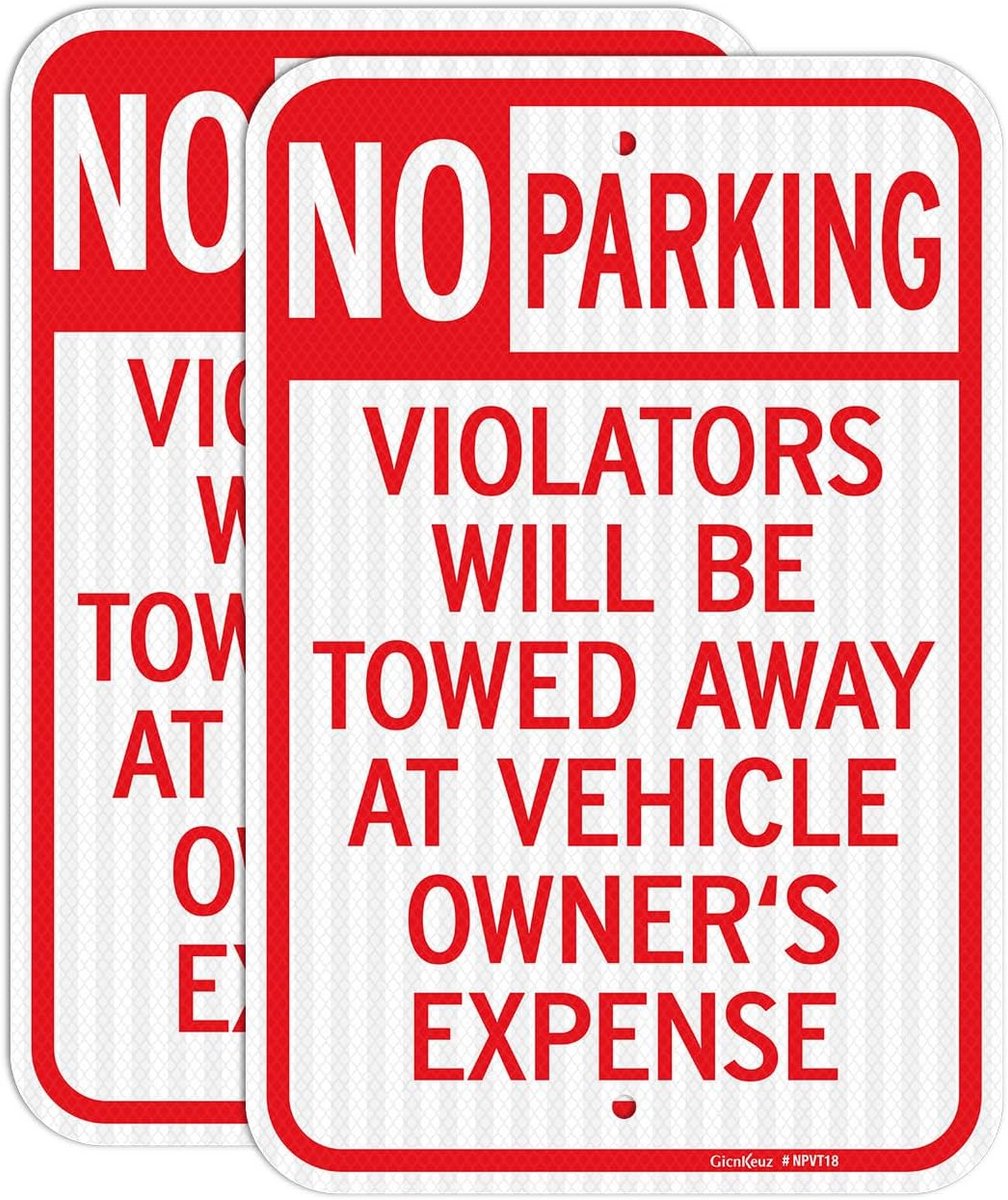 Groot Parkeerverbod Bord: Overtreders Worden Gesleept - Reflecterend Aluminium 45x30 cm