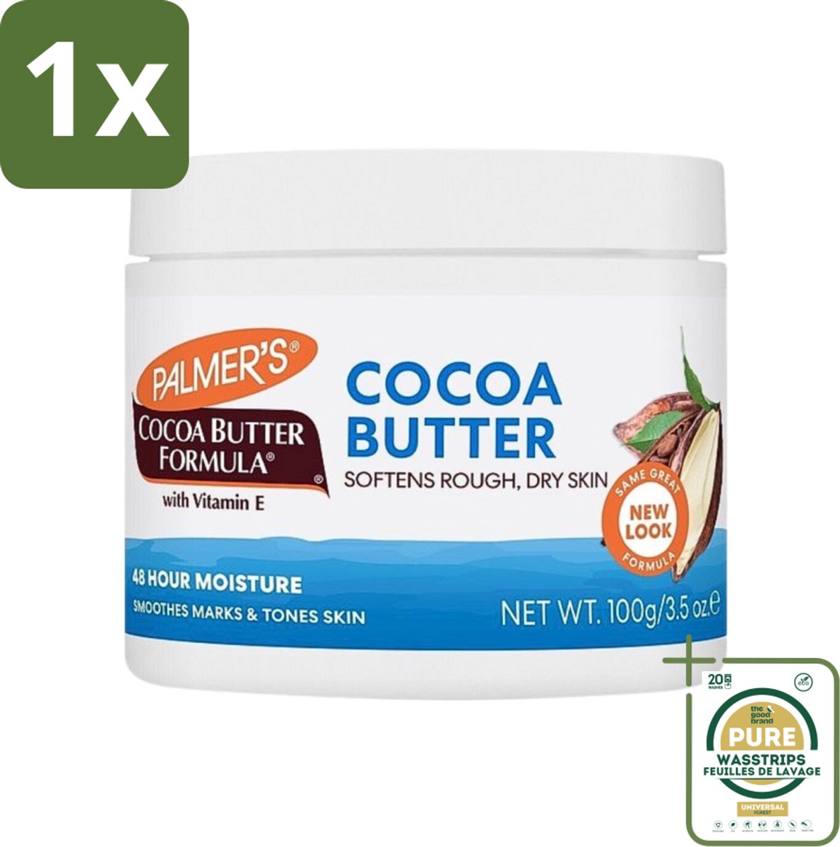 1 x Palmers - Huidverzorging - Cocoa Butter Formula Cream Jar - Intensieve Hydratatie - 200 g- Cacaoboter Crème - Droge Huid Verzorging - Intensieve Hydratatie - Huidmasker - Huidverzorging