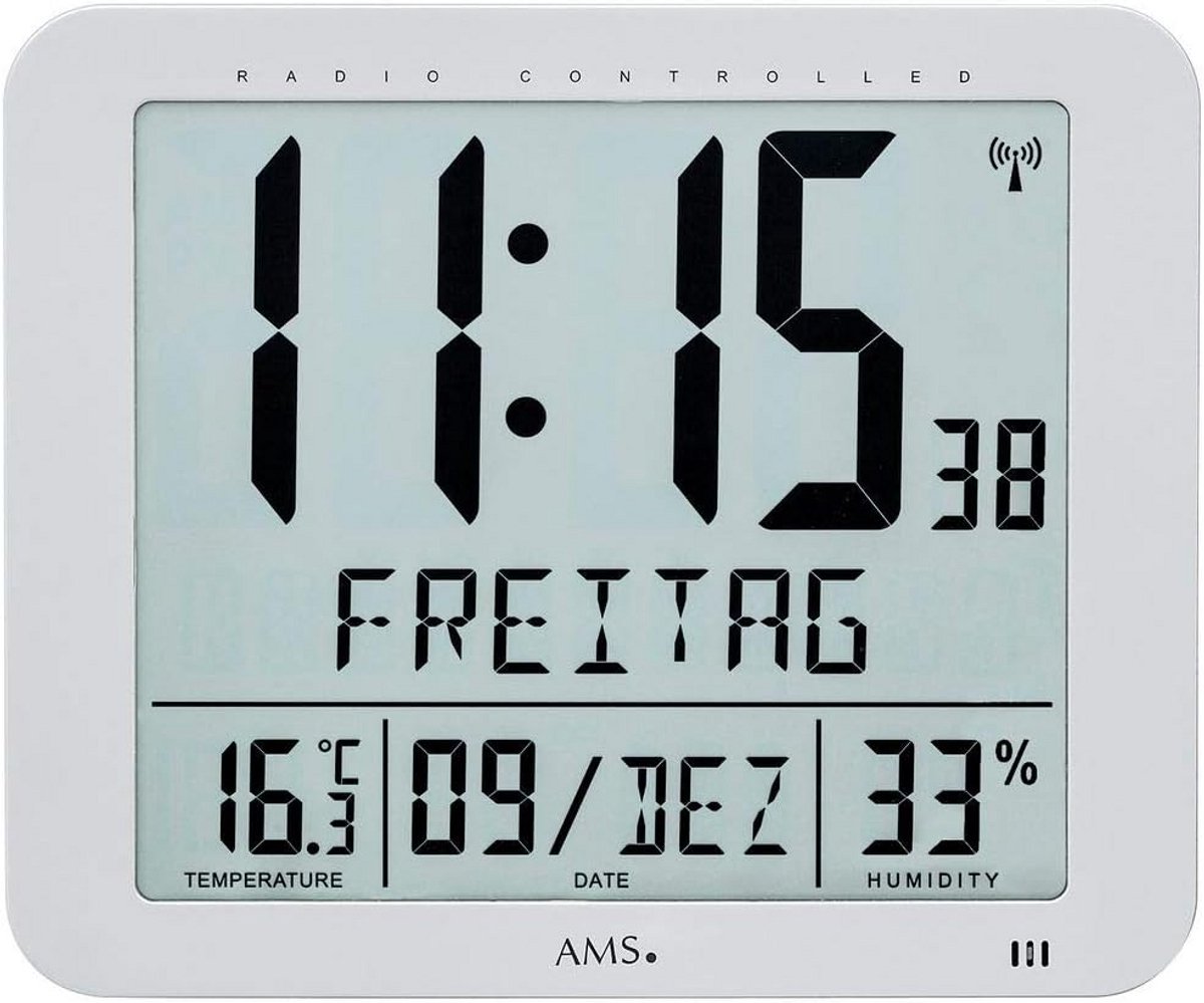 Digitale Wandklok en Tafelklok met Datum, Automatische Tijdinstelling en Thermometer