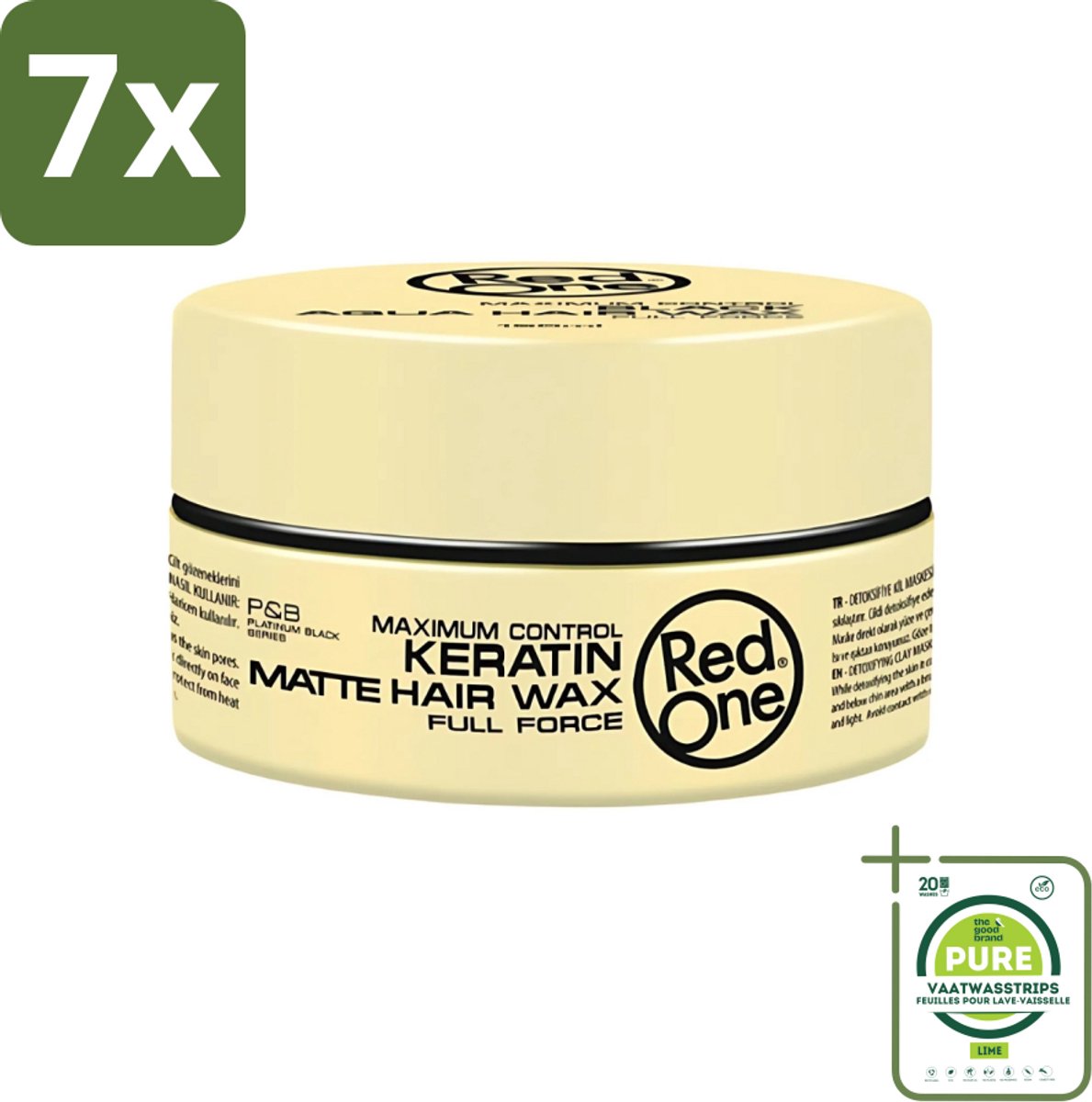 7 x Red One - Haarwax - Keratin Matte - Versterkende Styling - Voor Sterke Hold & Matte Look - 150 ml - Grootverpakking - Haarwax - Stylingproduct - Matte Finish - Keratine - Haarversterkend