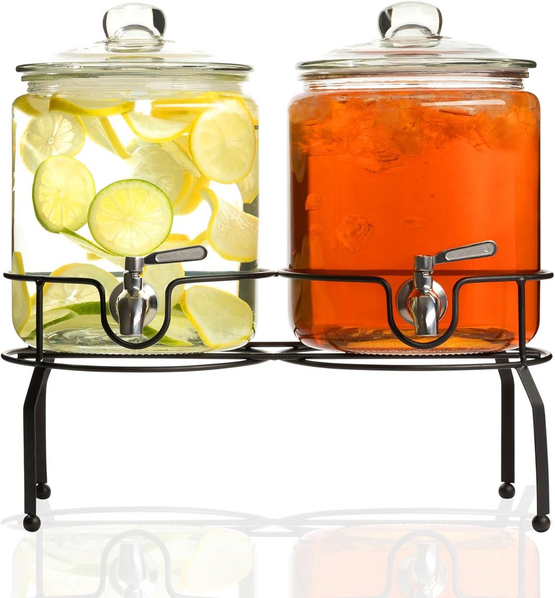 Grote Drankdispenser van Glas met Standaard - 4 Liter Water-, Sap- en Iced Tea Dispenser met Kraan