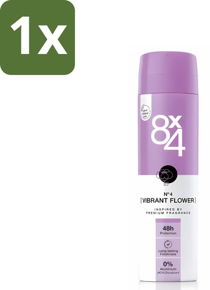 1 x 8 x 4 Deodorant - No.4 Vibrant Flower - Deodorant - Bloemengeur - 150 ml - Bloemengeur - Deodorant - Frisheid - Bloemige Geur - 24 Uur Bescherming