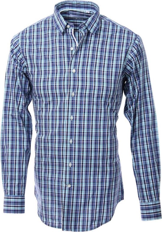 Hjro overhemd blauw ruiten - Overhemd heren volwassenen - Hemden heren-40 |  bol.com