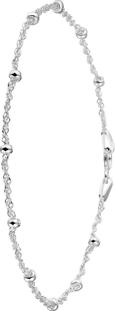 Lucardi Dames Gerecycled zilveren enkelband met bal - Accessoire - 925 Zilver - Zilverkleurig - 24 cm