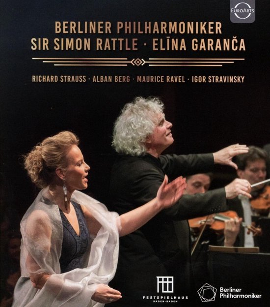 Blu-ray hoes met Elina Garanca in blauwe jurk en Sir Simon Rattle dirigerend.