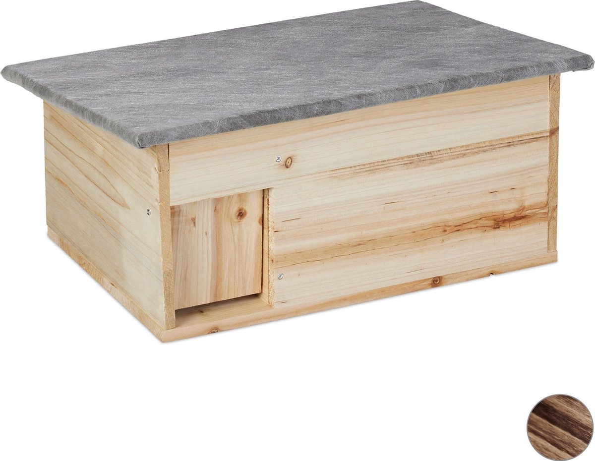 Relaxdays Voederhuis - Egelhuis - Hout - Naturel