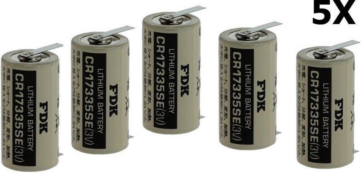 5 Stuks - FDK CR17335SE-T1 lithiumbatterij 3V 1800mAh - met soldeerlippen