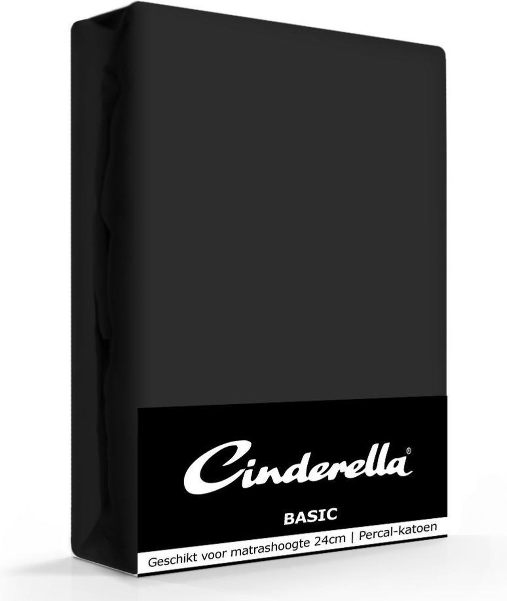 Cinderella Basic Hoeslaken Zwart-180 x 220 cm