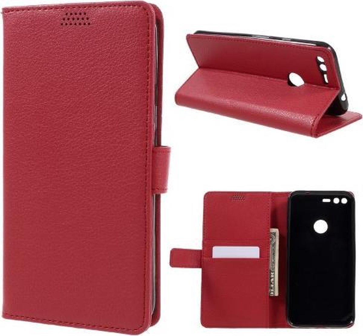 Litchi cover rood wallet case hoesje Geschikt voor: Google Pixel XL