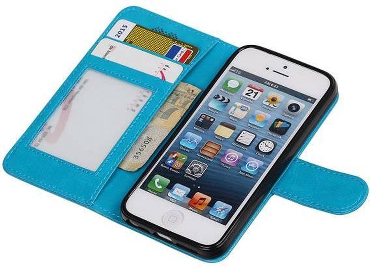 AA-Case Turquoise Book Case Effen design geschikt voor Apple iPhone 5/5s/SE