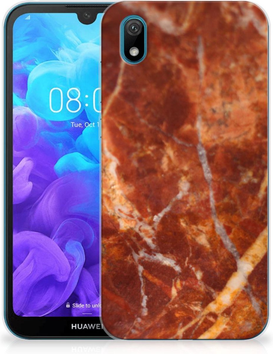 Huawei Y5 (2019) TPU Siliconen Hoesje Marmer Bruin