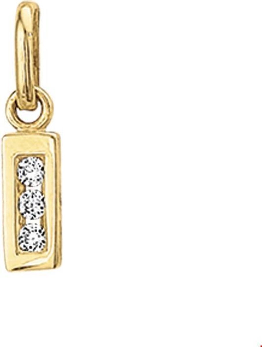 Geelgouden Bedel letter I zirkonia 4006244