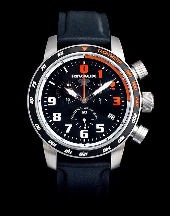 Rivaux Competition Chronograaf - Swiss Made - Horloge - 46 mm - Saffier glas  - zwart -... | bol.com