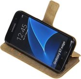 Étui portefeuille en TPU Goud Samsung Galaxy S7 Edge type livre, HM Book