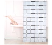 store de douche relaxdays carré - rideau de douche avec système de rouleau - design rétro 120x240cm