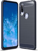 Motorola One Action Geborsteld TPU Hoesje Blauw