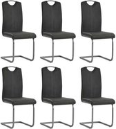 Eetkamerstoelen (INCL anti kras viltjes) Grijs set van 6 STUKS Kunstleer / Eetkamer stoelen / Extra stoelen voor huiskamer / Dineerstoelen / Tafelstoelen / Barstoelen / Huiskamer s
