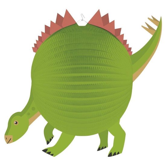 Dinosaurus bol lampion 25 cm met lampionstokje - Sint Maarten lampion dinosaurus - Kinderfeestje/kinderpartijtje lampionnen - Amscan