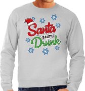 Foute Kersttrui / sweater - Santa is a little drunk - grijs voor heren - kerstkleding / kerst outfit 2XL (56)
