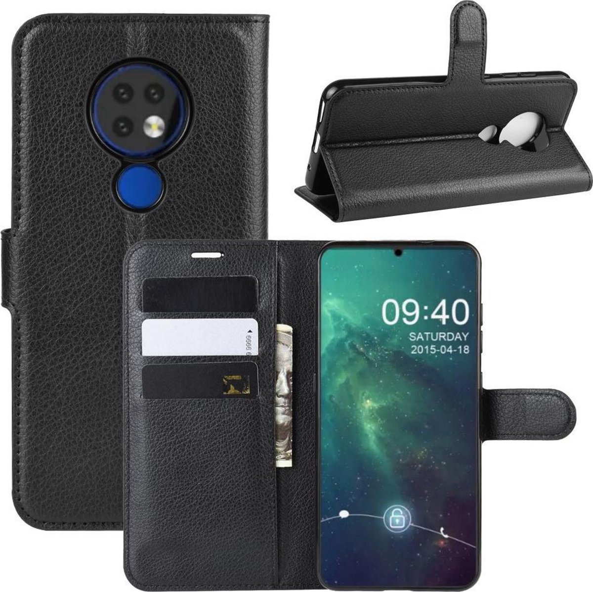 Book Case - Geschikt voor Nokia 6.2 / 7.2 Hoesje - Zwart