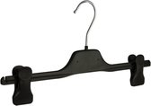 De Kledinghanger Gigant - 220 x Rok / broekhanger kunststof zwart met anti-slip knijpers, 35 cm