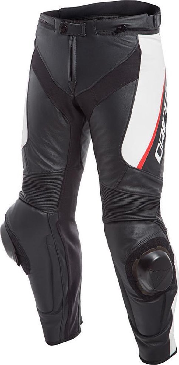 Dainese Delta 3 Black White Red Leather Motorcycle Pants 48