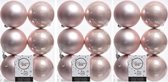 18x Licht roze kunststof kerstballen 8 cm - Mat/glans - Onbreekbare plastic kerstballen - Kerstboomversiering licht roze