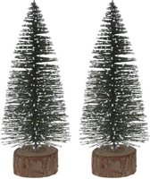 2x Miniatuur kerstboompjes groen 25 cm