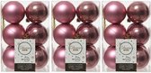 36x Oud roze kunststof kerstballen 6 cm - Mat/glans - Onbreekbare plastic kerstballen - Kerstboomversiering oud roze