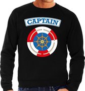 Kapitein/captain verkleed sweater zwart voor heren - maritiem carnaval / feest trui kleding / kostuum S