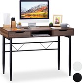 Relaxdays bureau met lades - computertafel - bureautafel - 77 x 110 x 55 cm - modern - Hout / zwart