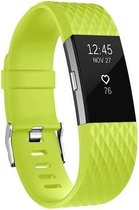 Fitbit Charge 2 siliconen bandje |Groen / Green |Diamant patroon | Premium kwaliteit | Maat: S/M | TrendParts