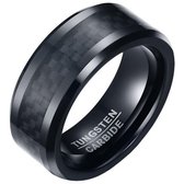 Wolfraam heren ring Carbon Fiber Zwart 8mm-21.5mm