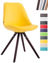 Clp Laval Bezoekersstoel - Rond - Kunstleer - Geel - Kleur onderstel Cappuccino (eiken)